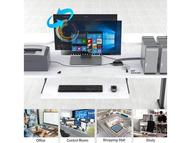 Alt view image 5 of 7 - KVM Switch HDMI 2 Port Box Rocketek 2 USB 2.0 Hub Share 2 Computers to One HD Monitor 4K@30Hz KVM Switcher Adapter USB Switch Support Wireless Keyboard and Mouse Connections with 2 USB Cable