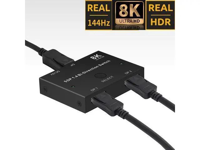 Alt view image 5 of 5 - switch displayport Switch splitter 8K Displayport 1.4 Bi-direction DP Switch Selector box 1X2 DP 2X1 4K@120Hz 8K@30Hz