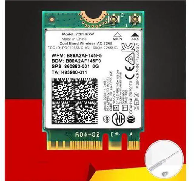 Main image of M.2 WiFi Adapter For Intel 7265NGW Dual Band Wireless-AC 7265 1167Mbps 802.11ac 2x2 WiFi Bluetooth 4.2 NGFF M.2 Network Card