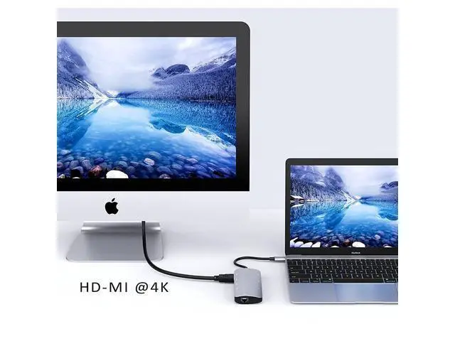 Alt view image 3 of 6 - USB C Hub Ethernet Port USB C Adapter GIGABIT 1000M Rj45 8in1 multiport 60W Fast charging-4K HD-MI to 5Gbps Data Transfer,SD/TF, USB C Hub_Flat