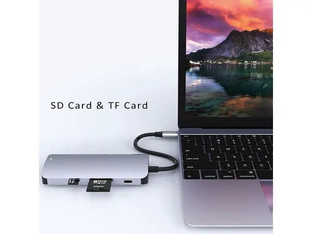 Alt view image 4 of 6 - USB C Hub Ethernet Port USB C Adapter GIGABIT 1000M Rj45 8in1 multiport 60W Fast charging-4K HD-MI to 5Gbps Data Transfer,SD/TF, USB C Hub_Flat