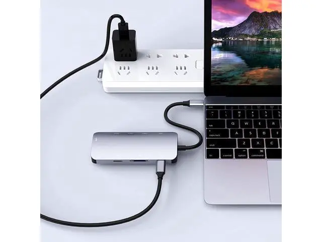 Alt view image 6 of 6 - USB C Hub Ethernet Port USB C Adapter GIGABIT 1000M Rj45 8in1 multiport 60W Fast charging-4K HD-MI to 5Gbps Data Transfer,SD/TF, USB C Hub_Flat