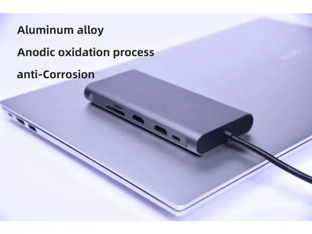 Alt view image 2 of 4 - 11in1 USB C Hub, Type-C laptop Docking station, Triple monitor, 4K display, compatible with Windows, MacOS, Tek-sailing TSDS1101