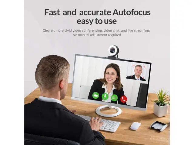 Alt view image 4 of 5 - 1080P HD Webcam Built in Adjustable Ring Light and Mic. Advanced autofocus AF Web Camera for Google Meet Xbox Gamer Facebook YouTube Streamer
