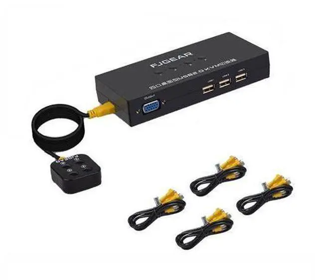 Main image of 4 Port KVM Switch Box With Desktop Controller USB Switch multiple computers share USB device monitor Send Connector Wire