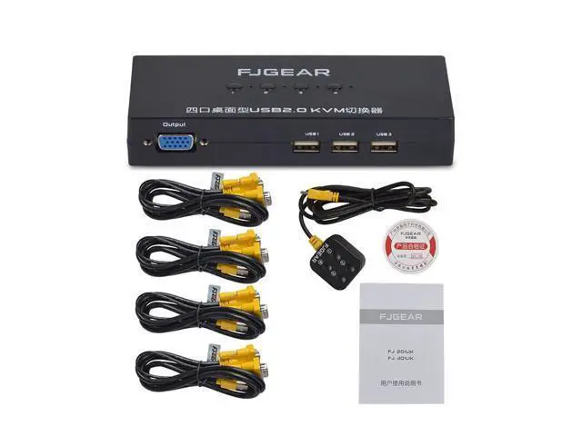 Alt view image 2 of 5 - 4 Port KVM Switch Box With Desktop Controller USB Switch multiple computers share USB device monitor Send Connector Wire