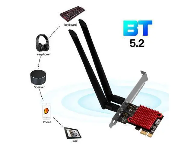 Alt view image 3 of 3 - WiFi 6 PCIE Wireless Adapter Tri band Intel AX210 Wireless Wi Fi 6E 802.11AX 5374M Desktop Network Card Bluetooth 5.2 Support 6G