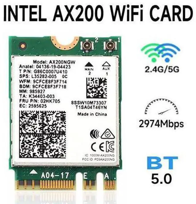 Main image of For Intel AX200 Band 2400Mbps Wireless NGFF M.2 Bluetooth 5.0 Wifi Network Card 2.4G/5G 802.11ac/ax WIFI AX200NGW