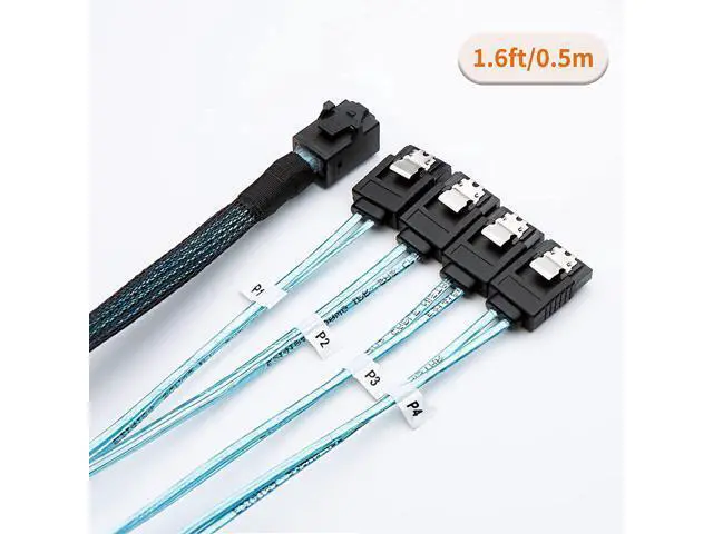 Alt view image 6 of 7 - CableCreation 2-Pack 1.6FT/0.5M Internal HD Mini SAS (SFF-8643 Host) - 4X SATA (Target) Cable,SFF-8643 to 4X SATA Cable, SFF-8643 for Controller, 4 Sata Connect to Hard Drive \u2026