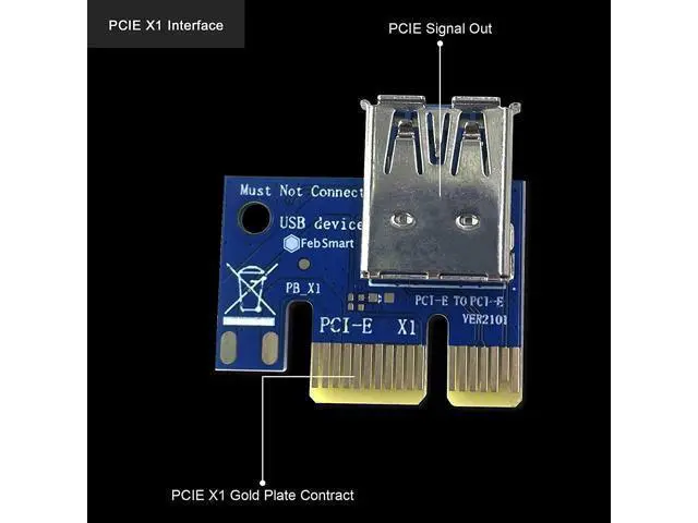 Alt view image 5 of 7 - PCI-E Riser for Bitcoin Litecoin ETH Coin Mining 6 PIN Powered PCIE Extension Cable GPU Riser Ethereum Mining ETH GPU Extension Cable PCIEX1 to PCIE X16 VER006C GPU Riser(Blue 6-PCS)