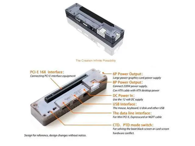 Alt view image 2 of 5 - Quality V8.0 EXP GDC Laptop External Independent Video Card Dock W/Expresscard Data Line And 6 Pin/8 Pin Power Supply Cable