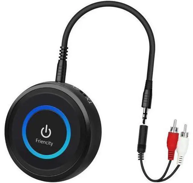 Main image of Friencity Bluetooth 5.0 Transmitter Receiver for TV Home Stereo, AptX Low Latency Wireless Audio Adapter for PC Radio Projector DVD PS4 w/ 3.5mm RCA Aux Jack, Dual Stream to 2 Headphones, 14H Playtime