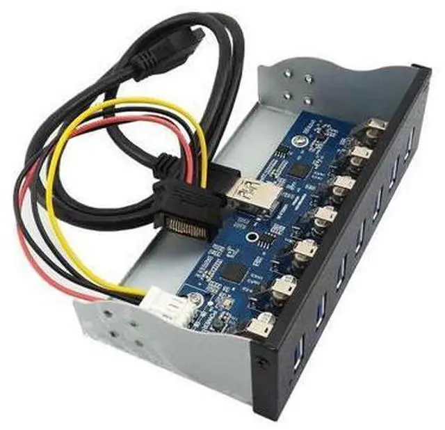 Alt view image 2 of 3 - 7 Port USB 3.0 5.25" Internal CD-ROM Bay Front Panel USB Hub,7 x USB 3.0 Type A Female to Motherboard USB 20 pin Hub Splitter Adapter w/ 5.25 inch Metal Bracket