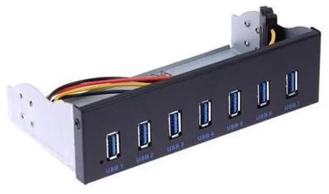 Alt view image 3 of 3 - 7 Port USB 3.0 5.25" Internal CD-ROM Bay Front Panel USB Hub,7 x USB 3.0 Type A Female to Motherboard USB 20 pin Hub Splitter Adapter w/ 5.25 inch Metal Bracket