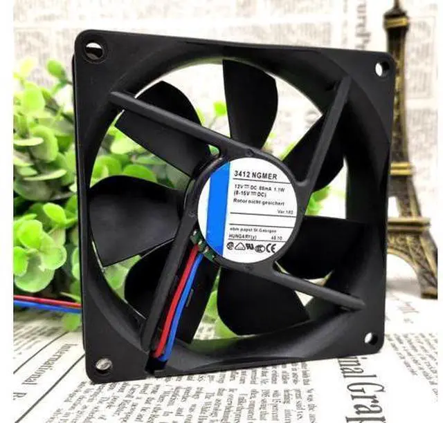 Main image of 3412NGMER 9225 12V 88MA 1.1W 2 line 9cm inverter fan