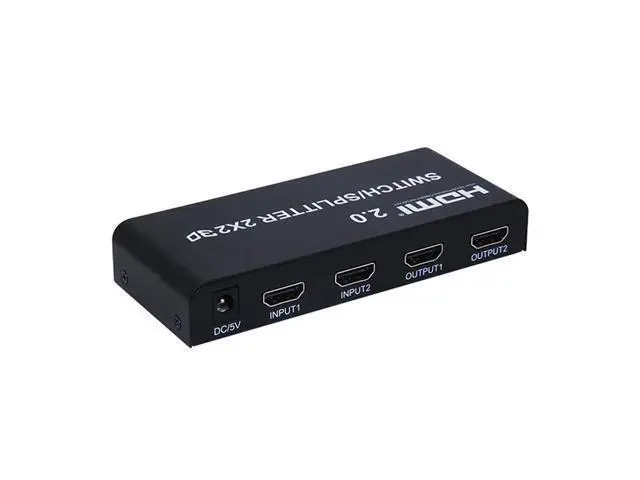 Alt view image 5 of 7 - 2x2 HDMI 2.0 Switch Switcher Splitter 4K @ 60Hz YUV 4:4:4 Optical SPDIF + 3.5mm Jack Audio Extractor with IR Remote Control