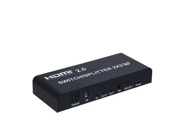 Alt view image 6 of 7 - 2x2 HDMI 2.0 Switch Switcher Splitter 4K @ 60Hz YUV 4:4:4 Optical SPDIF + 3.5mm Jack Audio Extractor with IR Remote Control