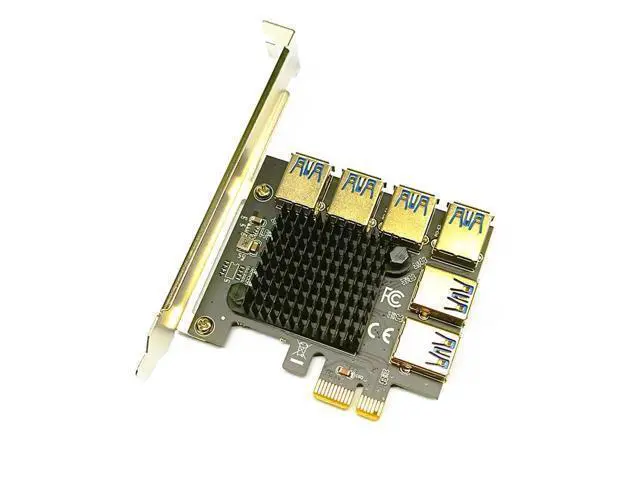 Alt view image 2 of 6 - PCI Express Multiplier Adapter PCIE 1 to 6 USB 3.0 Extender PCI-E 1 to 6 Riser Card PCIE 1X to 16X Slot for Bitcoin Miner Mining