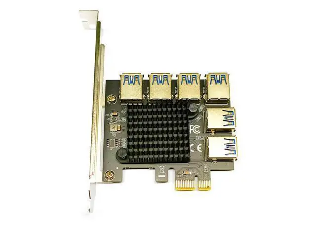 Alt view image 3 of 6 - PCI Express Multiplier Adapter PCIE 1 to 6 USB 3.0 Extender PCI-E 1 to 6 Riser Card PCIE 1X to 16X Slot for Bitcoin Miner Mining