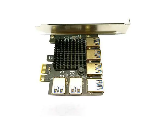 Alt view image 5 of 6 - PCI Express Multiplier Adapter PCIE 1 to 6 USB 3.0 Extender PCI-E 1 to 6 Riser Card PCIE 1X to 16X Slot for Bitcoin Miner Mining