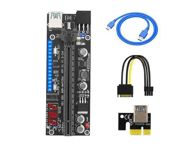 Alt view image 3 of 6 - PCIE Riser for Video Card Graphic Card GPU 6P Power Supply Cabo Riser PCI Express X16 Adapter for Bitcoin Miner Antminer Mining