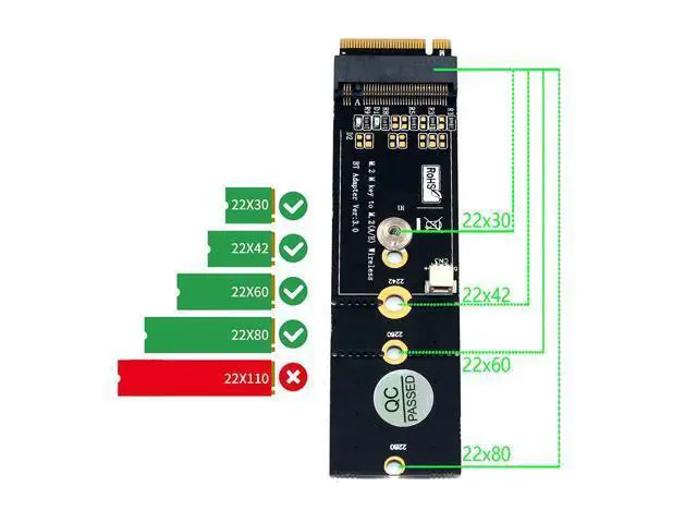 Alt view image 3 of 6 - M.2 Wifi Adapter Wireless Wifi Bluetooth Adapter PC Wifi Adapter M.2 NGFF Key A to M.2 Key M Converter Card for Intel 8265 9060