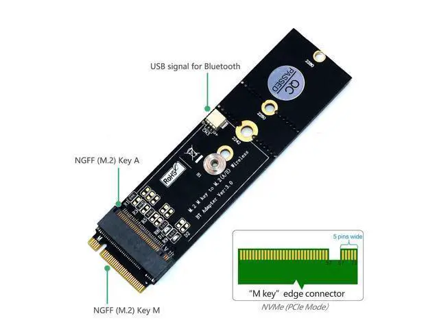 Alt view image 4 of 6 - M.2 Wifi Adapter Wireless Wifi Bluetooth Adapter PC Wifi Adapter M.2 NGFF Key A to M.2 Key M Converter Card for Intel 8265 9060