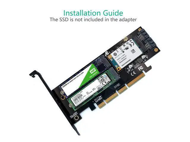 Alt view image 5 of 6 - M.2 NVMe PCI Express 3.0 X16 Adapter PCIE to M2 Adapter M Key B Key mSATA 3in1 NVME AHCI M.2 NGFF SSD mSATA Converter Riser Card