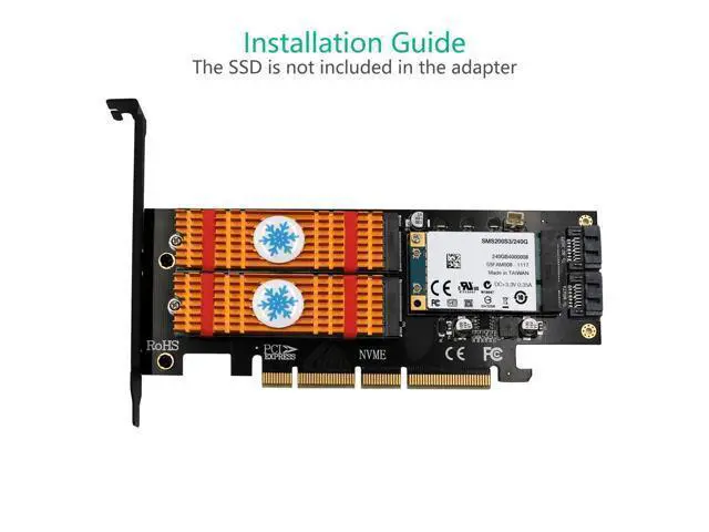 Alt view image 6 of 6 - M.2 NVMe PCI Express 3.0 X16 Adapter PCIE to M2 Adapter M Key B Key mSATA 3in1 NVME AHCI M.2 NGFF SSD mSATA Converter Riser Card
