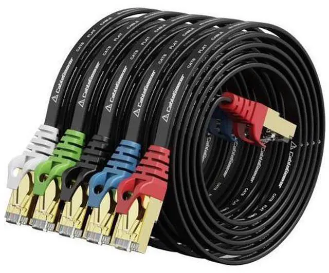 Main image of CableGeeker Cat 8 Ethernet Cable 3FT 5 Pack Black, 40Gbps 2000Mhz High Speed LAN Network Cable Gigabit Cat8 Patch Cables, Professional RJ45 Flat Internet Cable for Modem,Router,PC,PS5,Xbox,Patch Panel
