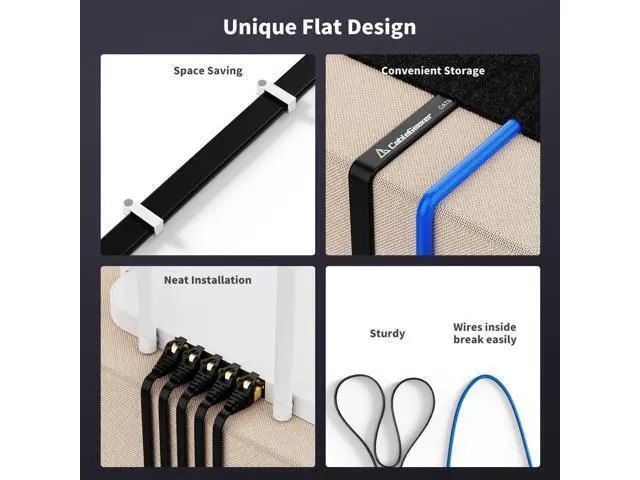Alt view image 3 of 5 - CableGeeker Cat 8 Ethernet Cable 3FT 5 Pack Black, 40Gbps 2000Mhz High Speed LAN Network Cable Gigabit Cat8 Patch Cables, Professional RJ45 Flat Internet Cable for Modem,Router,PC,PS5,Xbox,Patch Panel