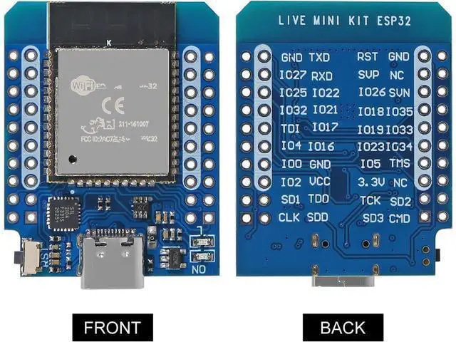 Alt view image 2 of 5 - Type-C D1 Mini NodeMCU ESP32 ESP-WROOM-32 WLAN WiFi Bluetooth IoT Development Board 5V Compatible for Arduino (5pcs Type-C)