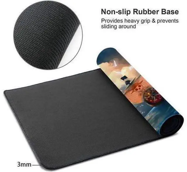 Alt view image 2 of 5 - Anime One Piece Mouse Pad,Extended Gaming Mouse Pad with Stitched Edges, Large Mouse pad with Non-Slip Rubber Base for Work & Gaming, Office & Home,35.4x15.7inch