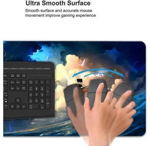 Alt view image 4 of 5 - Anime One Piece Mouse Pad,Extended Gaming Mouse Pad with Stitched Edges, Large Mouse pad with Non-Slip Rubber Base for Work & Gaming, Office & Home,35.4x15.7inch