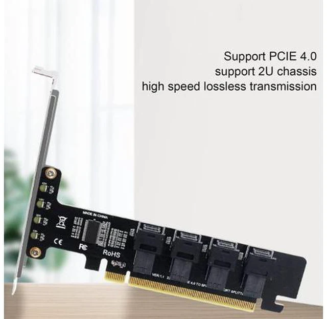 Alt view image 3 of 5 - U.2 PCIE Expansion Card, PCIE to U.2 Adapter Card, PCIE X16 to 4 Port U.2 NVME SFF-8643/8639 Expansion Cards with LED Indicator PCIE 4.0 Card PH49-4P