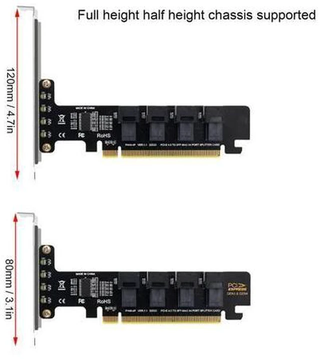 Alt view image 5 of 5 - U.2 PCIE Expansion Card, PCIE to U.2 Adapter Card, PCIE X16 to 4 Port U.2 NVME SFF-8643/8639 Expansion Cards with LED Indicator PCIE 4.0 Card PH49-4P