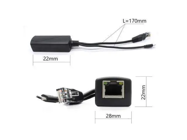 Alt view image 5 of 5 - ANVISION 2-Pack Gigabit PoE Splitter, 48V to 5V 2.4A Micro USB Ethernet Adapter, Compatible with Raspberry Pi 3B+, IP Camera and More