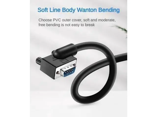 Alt view image 2 of 5 - Pidwaok DB9 Serial RS232 Cable 10ft, 9-Pin Left Angled to Straight Connector for COM Port, Modem, PC (Female Angle to Female Straight, Small Side Up)
