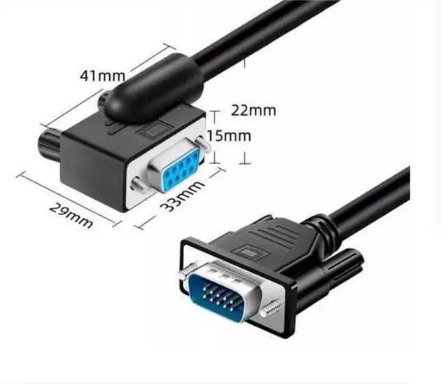Alt view image 5 of 5 - Pidwaok DB9 Serial RS232 Cable 10ft, 9-Pin Left Angled to Straight Connector for COM Port, Modem, PC (Female Angle to Female Straight, Small Side Up)