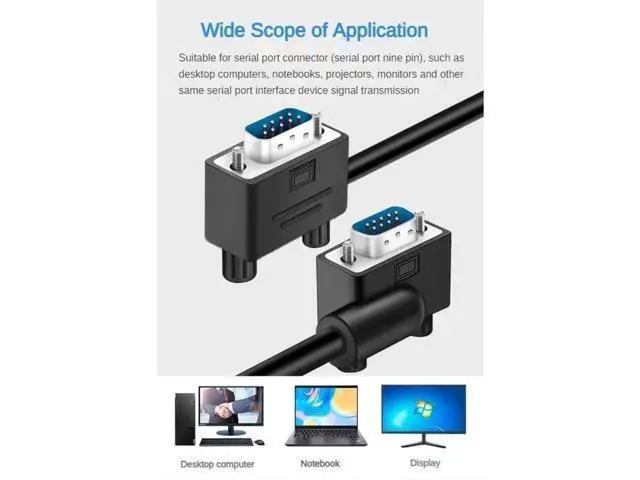 Alt view image 3 of 5 - Pidwaok DB9 Serial RS232 Cable 10ft, 9-Pin Left Angled to Straight Connector for COM Port, Modem, PC (Female Angle to Female Straight, Small Side Up)