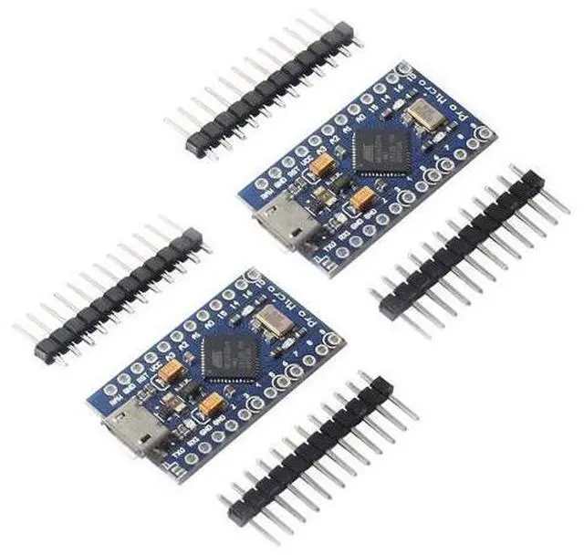 Main image of DEVMO 2PCS Pro Micro ATmega32U4 5V 16MHz Micro-USB Development Module Board with 2 Row pin Header Compatible ard-uino Leonardo Replace ATmega328 Pro Mini