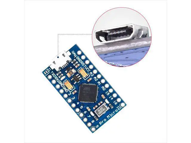 Alt view image 4 of 5 - DEVMO 2PCS Pro Micro ATmega32U4 5V 16MHz Micro-USB Development Module Board with 2 Row pin Header Compatible ard-uino Leonardo Replace ATmega328 Pro Mini