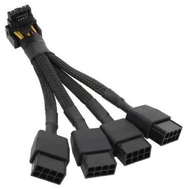 Main image of 4x8Pin to 16Pin 12+4Pin 4x8pin PCIE 5.0 Video Graphics Card Power Supply Adapter Cable RTX4090 RTX4080 12VHPWR to 4x8pin(Elbow)