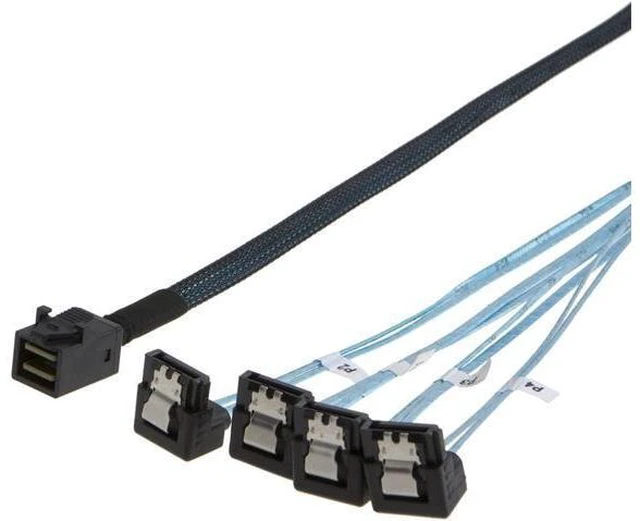 Main image of Internal HD Mini SAS (SFF-8643 Host) - 4X SATA (Target) Angle Cable, SFF-8643 for Controller, 4 Sata Connect to Hard Drive, 0.5M / 1.6FT