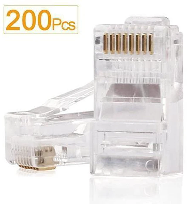 Main image of RJ45 Ends RJ45 Connectors Cat6 Connector Cat5e Connector Cat5 Connectors Ethernet Cable Crimp Connectors200Pcs
