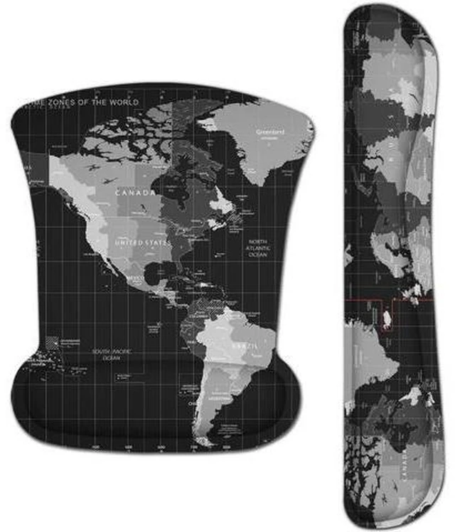 Main image of Keyboard Wrist Rest Pad Ergonomic Mouse Pad Set ToLuLu Mouse Pad for Computer Laptop Non Slip Mousepad Keyboard Wrist Support with Raised Memory Foam for Easy Typing Pain Relief Cool World Map