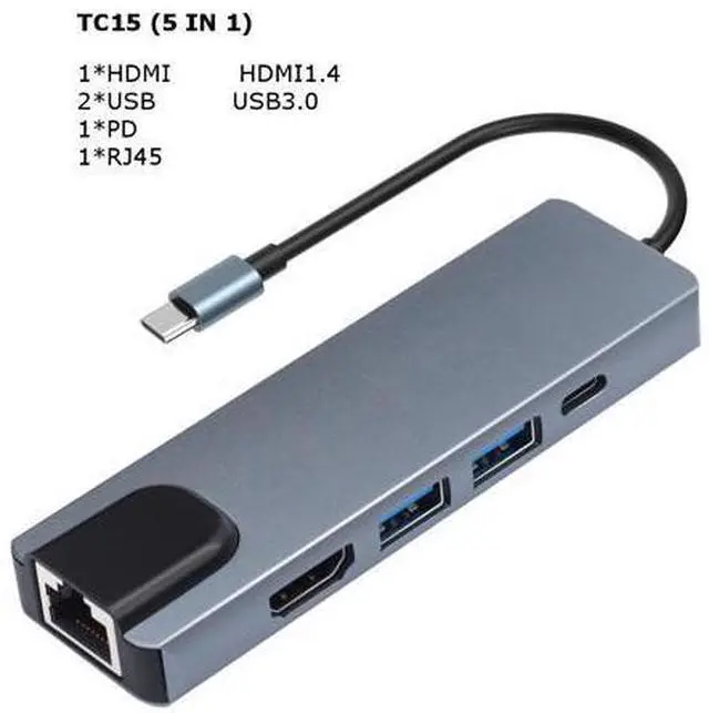 Main image of Mirascreen Multifunctional Expansion Dock USB-C Hub Docking Station Adapter With USB 3.0 / 4K HDMI HD Display /RJ45 Gigabit Ethernet /PD Charging SD &TF Card Readers TC15