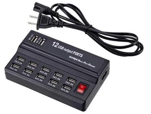 Main image of USB Charger 100-240V USB Interface Smart Fast Charge Digital Electronic Charger Multifunctional Charger, US Plug, Style:12 Ports - OEM
