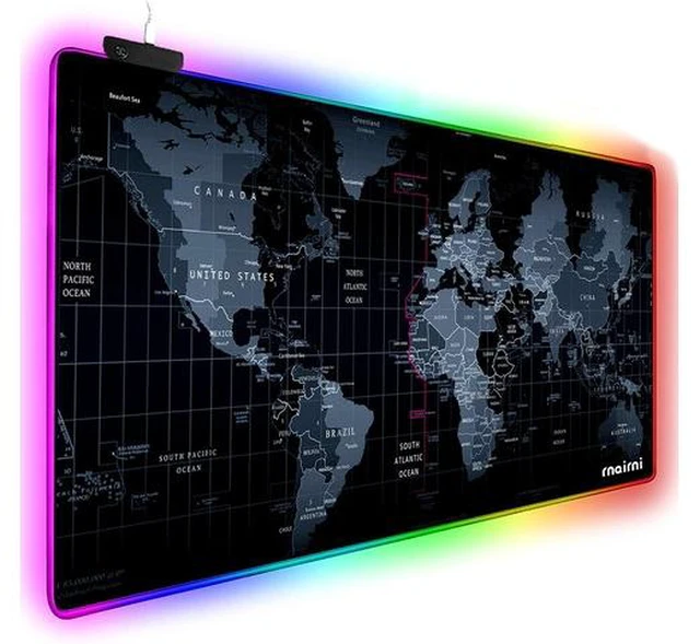 Main image of rnairni Extended RGB Gaming Mouse Pad, Extra Large Gaming Mouse Mat for Gamer, Waterproof Office Desktop Mat with 10 Lighting Mode, for PC Computer RGB Keyboard Mouse - 31.5'' x 15in x 4mm(Map)