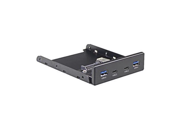 Alt view image 2 of 5 - Dual 5Gb/s USB 3.1 Type-C & USB 3.0 Computer 3.5 inch Floppy Bay Front Panel 4 Ports USB Hub, USB3 19Pin to 2x USB 3.0 USB-C + 2x Type A Splitter Adapter